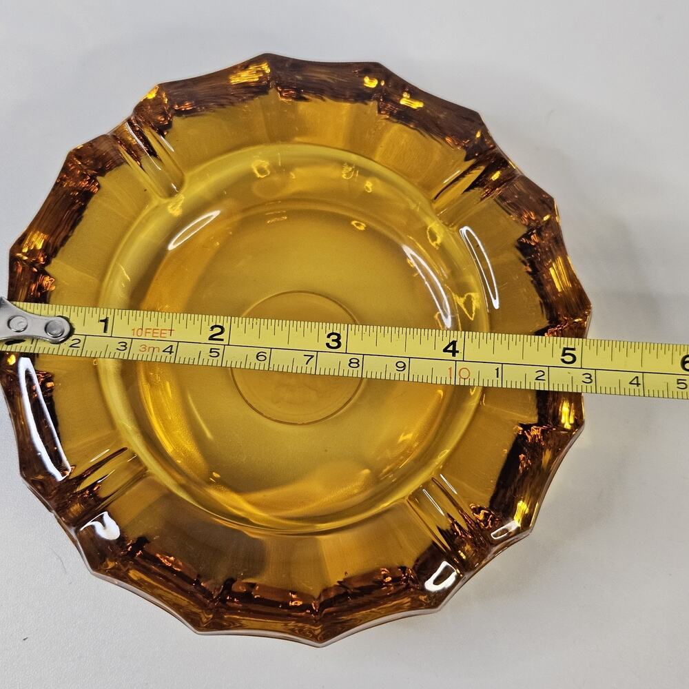 Vintage Fostoria Heavy Amber Glass 1887 Eagle Coin Cigarette Ashtray 5" - Picture 5 of 6
